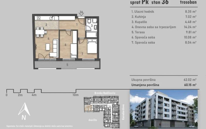 Trosoban stan u izgradnji., Novi Sad