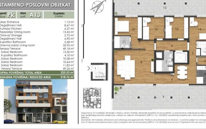 Penthouse sa 100m2 krovne terase, Novi Sad